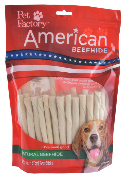 American Beefhide 5" Natural Twist Sticks - 60-pack Beefhide Natural Twist Sticks  