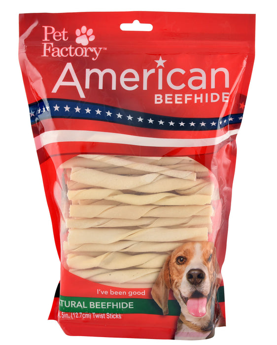 American Beefhide 5" Natural Twist Sticks - 100-pack Beefhide Natural Twist sticks  