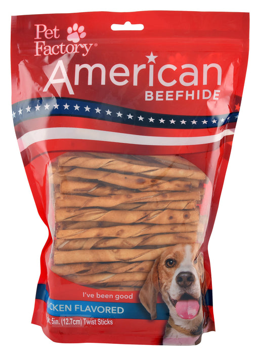 American Beefhide 5" Chicken Flavored Twist Sticks - 100-pack Chicken Flavored Twist Sticks  