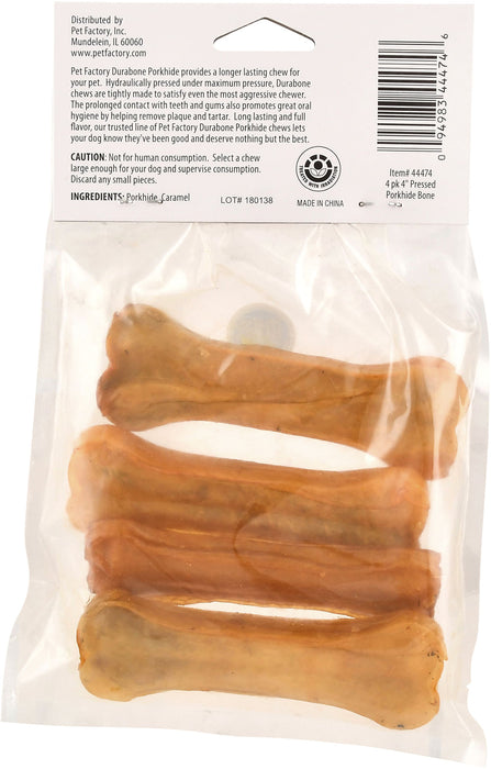 Classic Essentials Pressed Porkhide Durabone Chews, 4 pack -   