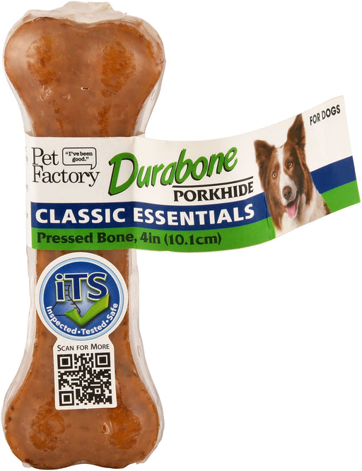 Classic Essentials Pressed Porkhide Durabone Chew - 4" Pressed Porkhide Durabone, each  