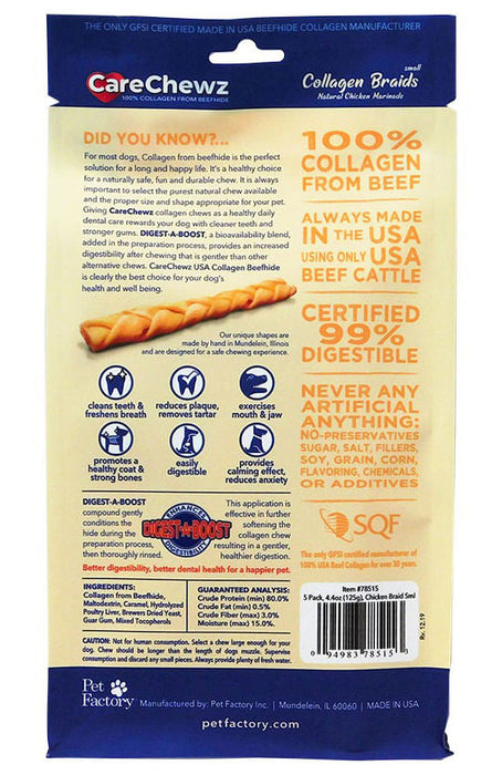 5 Pack CareChewz Collagen Braids - Chicken  