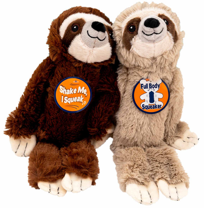 Shake & Squeak Plush Sloth Dog Toy, Assorted -   