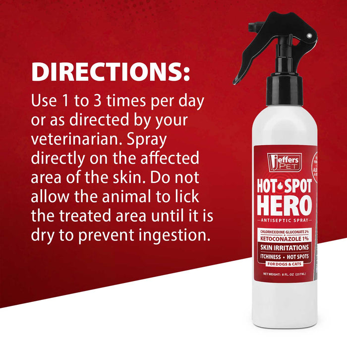 Jeffers Hot Spot Hero Antiseptic Spray, for Dogs and Cats, 8oz Size 8 ounce