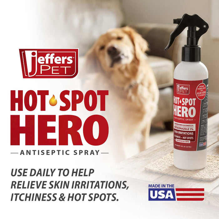 Jeffers Hot Spot Hero Antiseptic Spray, for Dogs and Cats, 8oz Size 8 ounce