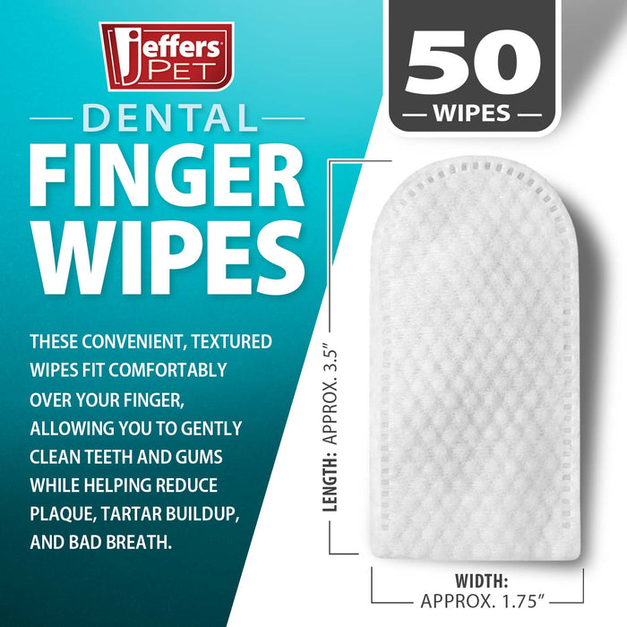 Jeffers Pet Dental Finger Wipes for Dogs & Cats, 50 Count Count 