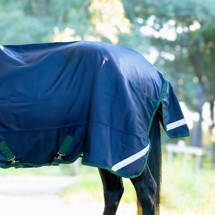 Jeffers Romper Stomper 1680 Denier Standard Neck Turnout Blanket, 240 Gram Color Navy/Hunter