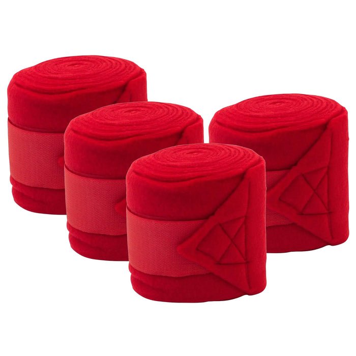 Jefers Horse Fleece Polo Wraps - Reusable Set of 4 Wraps and 1 Equine Health Record - NEWF-KIT - 4 Fleece Polo Wraps & 1 Health Record - Red - 9
