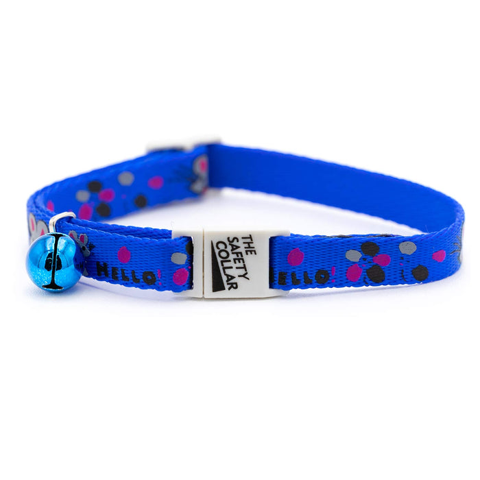 Jeffers Adjustable Breakaway Safety Cat Collar with Bell, 8" - 12" - ID38 - Hello Mouse - Blue - 13