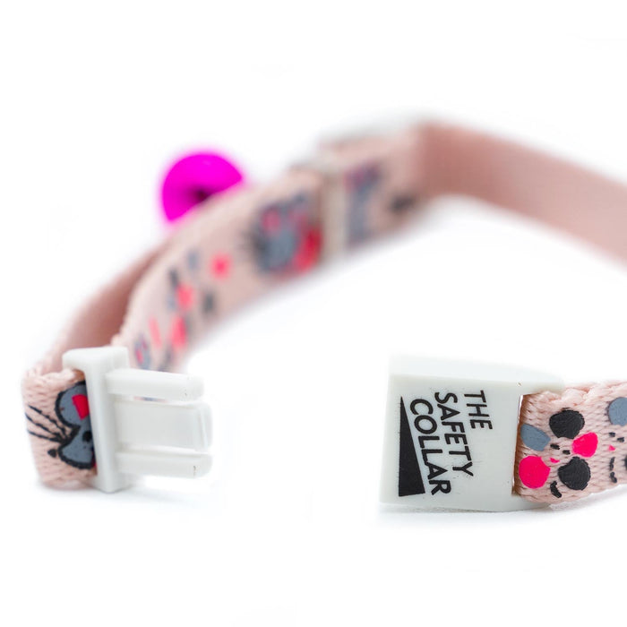 Jeffers Adjustable Breakaway Safety Cat Collar with Bell, 8" - 12" - ID39 - Hello Mouse - Light Pink - 19