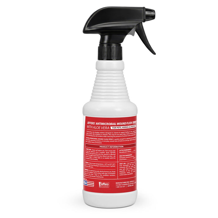 Jeffers Antimicrobial Skin & Wound Flush Spray with Aloe Vera for Pets, Horses & Livestock – 16 ounce - JEFZWG - 16 oz - 8