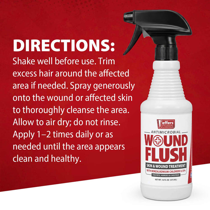 Jeffers Antimicrobial Skin & Wound Flush Spray with Aloe Vera for Pets, Horses & Livestock – 16 ounce - JEFZWG - 16 oz - 5