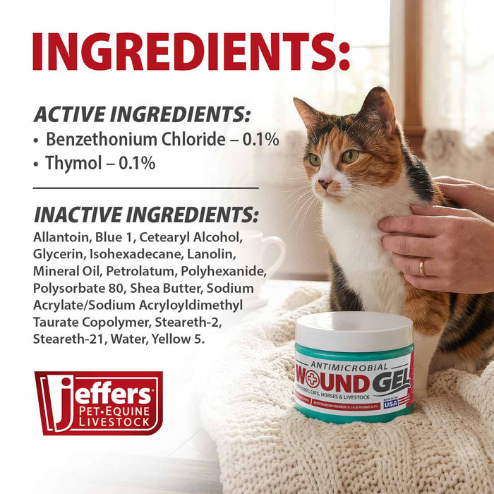 Jeffers Antimicrobial Wound Gel for Dogs, Cats, Horses & Livestock, 12 oz - JEFZWF - Gel - 12 ounce - 4