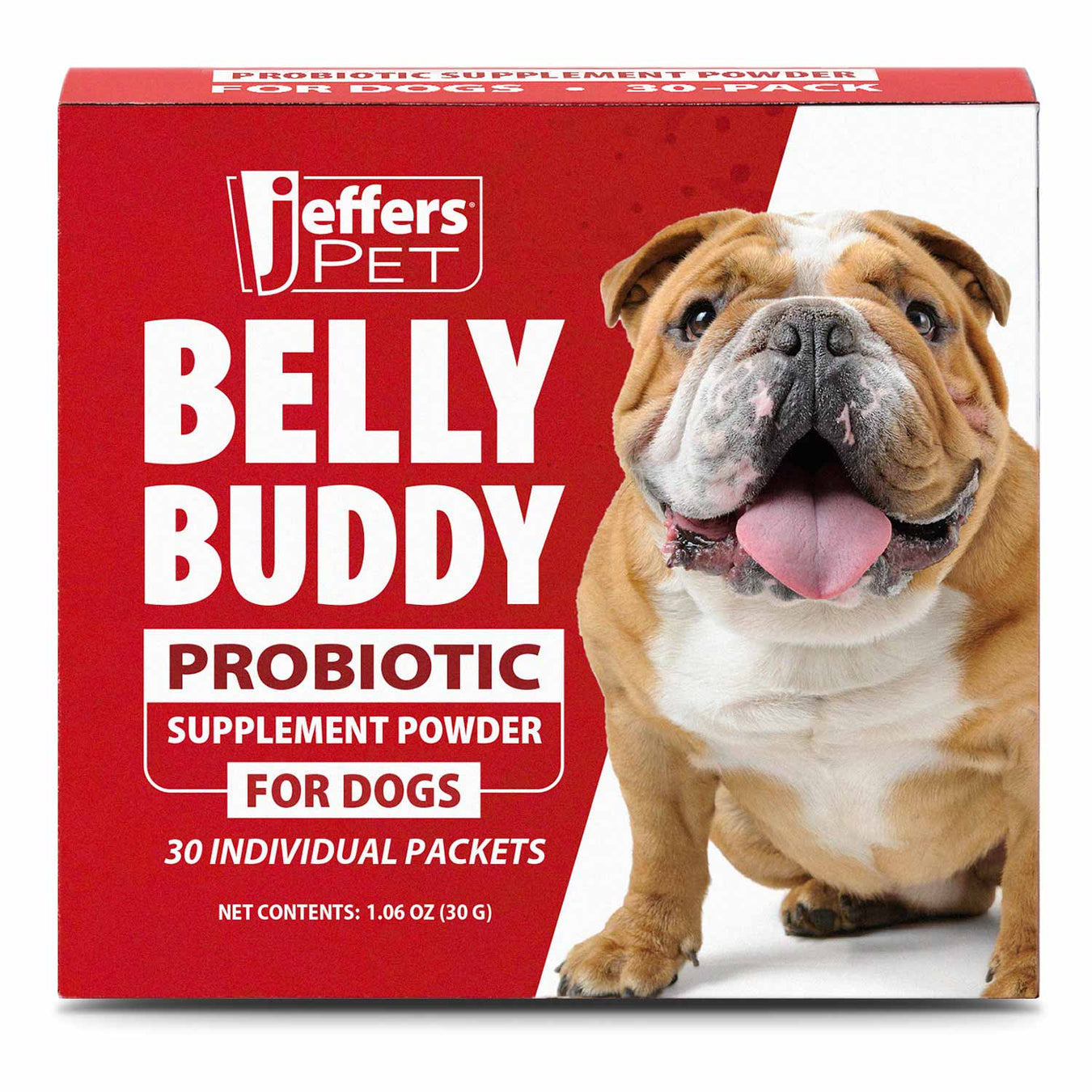 Jeffers BELLY BUDDY Probiotic Supplement Powder for Dogs – Multi - Strain Digestive & Immune Support - JEFZVE - Chicken Liver - 30 ct - 1