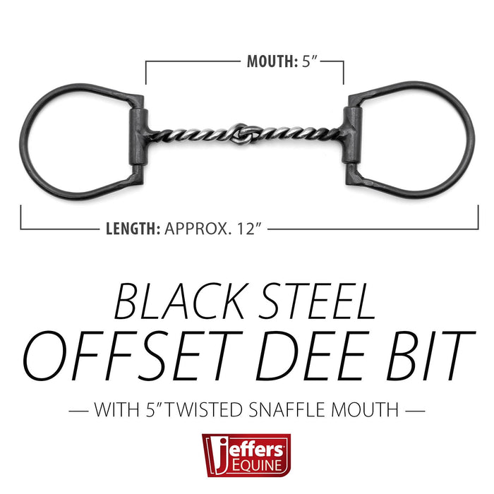 Jeffers Black Steel Offset Dee Horse Bit, Snaffle Mouth - A8GB - 3