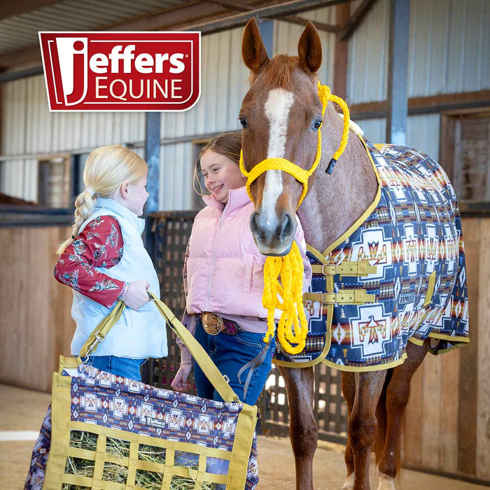 Jeffers Braided Mule Tape Halter with 10' Lead for Horses - JEF11K - Yellow - Full - 6