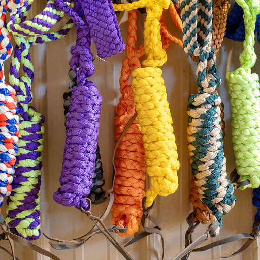 Jeffers Braided Mule Tape Halter with 10' Lead for Horses - JEF11L - Orange - Full - 2