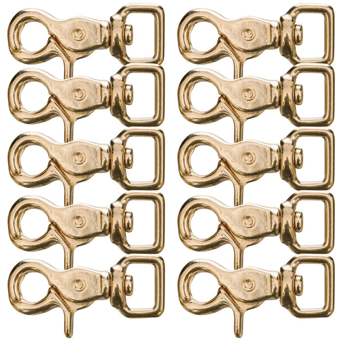 Jeffers Brass Trigger Snap with Square Swivel Eye - IAAF-10 - 5/8" x 2 - 1/2" - 10 Pack - 8