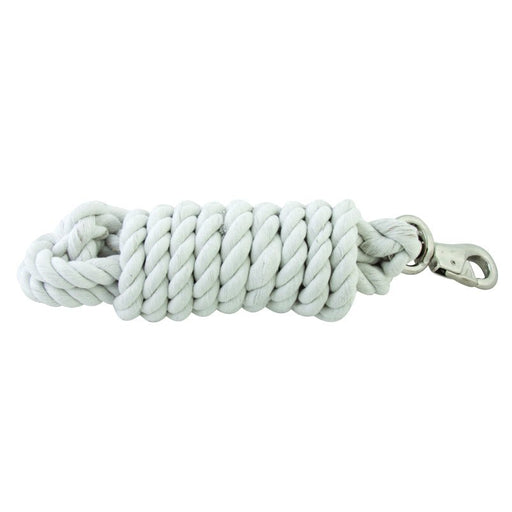 Jeffers Colorful Cotton Horse Lead Ropes with Nickel - Plated Bull Snap, 10' L - IABB - White - 1