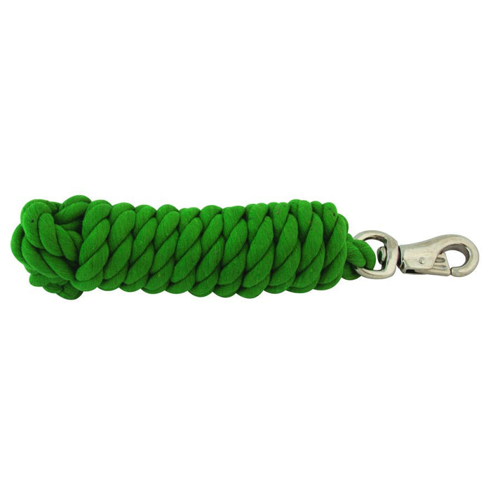 Jeffers Colorful Cotton Horse Lead Ropes with Nickel - Plated Bull Snap, 10' L - IAU2 - Green - ¾"D x 10'L - 1 - 13