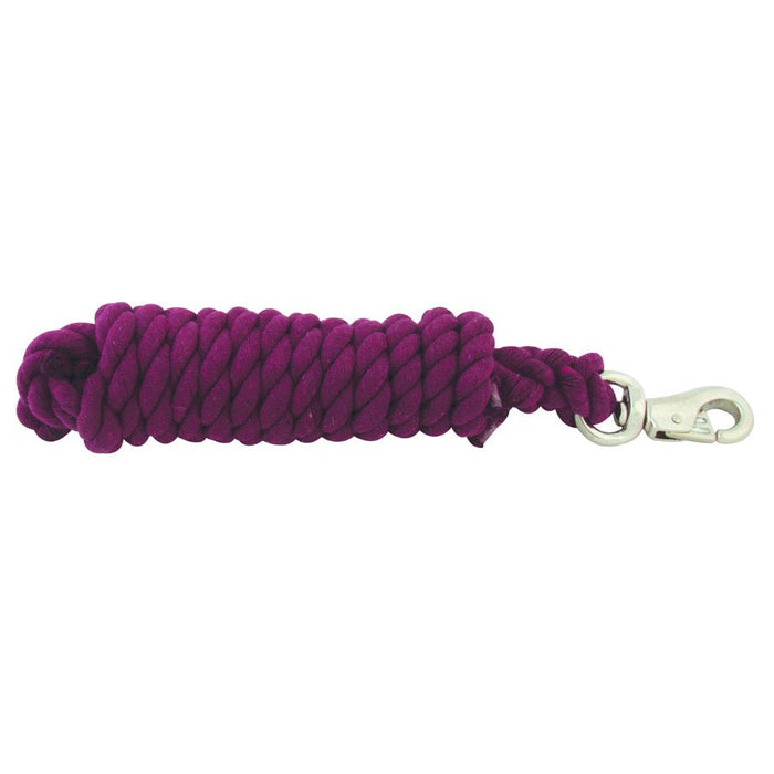 Jeffers Colorful Cotton Horse Lead Ropes with Nickel - Plated Bull Snap, 10' L - IAU4 - Burgundy - ¾"D x 10'L - 1 - 15