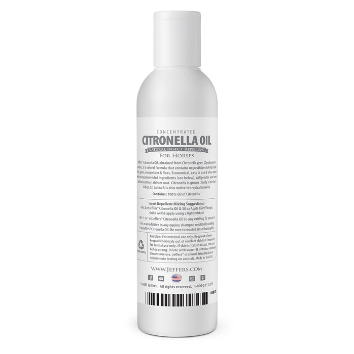 Jeffers Concentrated Citronella Oil Natural Insect Repellent for Horses - JHC1 - 8 oz - 2