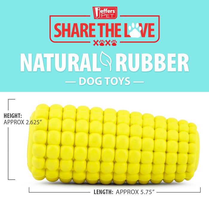 Jeffers Corn Cob Natural Rubber Stuffable Treat Dispenser Dog Dental Chew Toy - I7QW - Yellow - Medium - 1 - 4