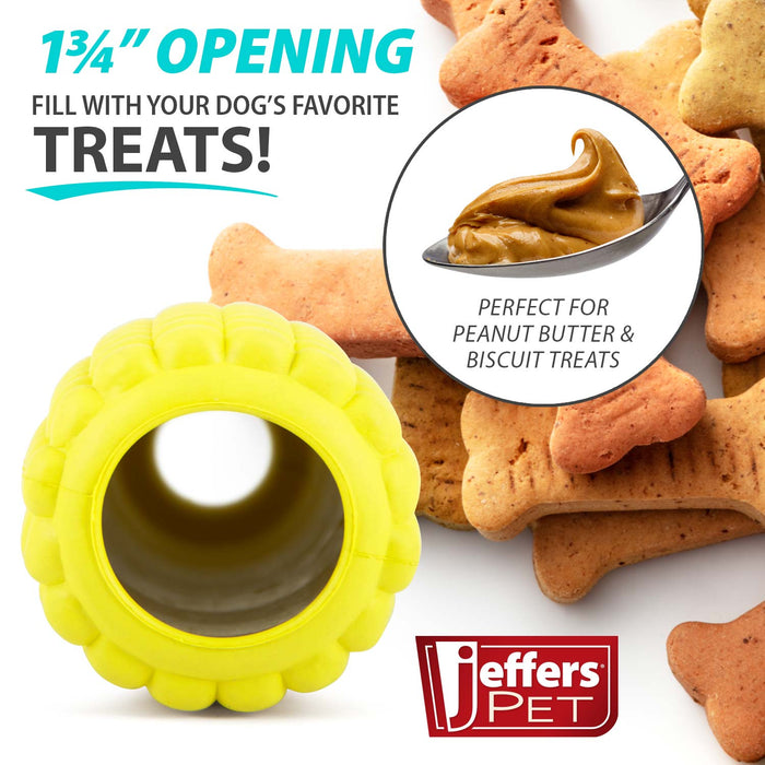 Jeffers Corn Cob Natural Rubber Stuffable Treat Dispenser Dog Dental Chew Toy - I7QW - Yellow - Medium - 1 - 2