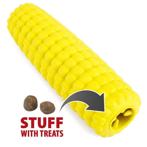 Jeffers Corn Cob Natural Rubber Treat Dispensing Dog Chew Toy with Dental Benefits - I7QC - Yellow - Medium - 1 - 1