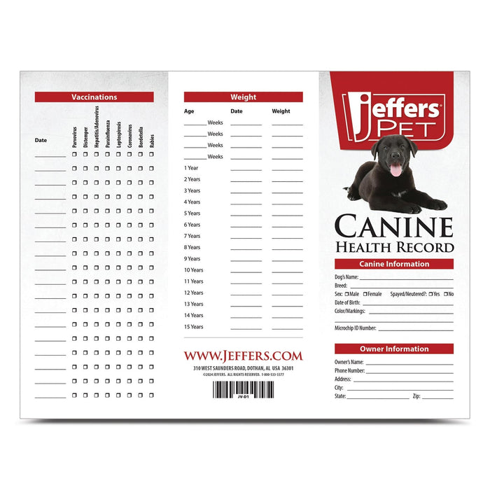Jeffers Dog Health Record - JVD1-10 - 10 Pack - 6