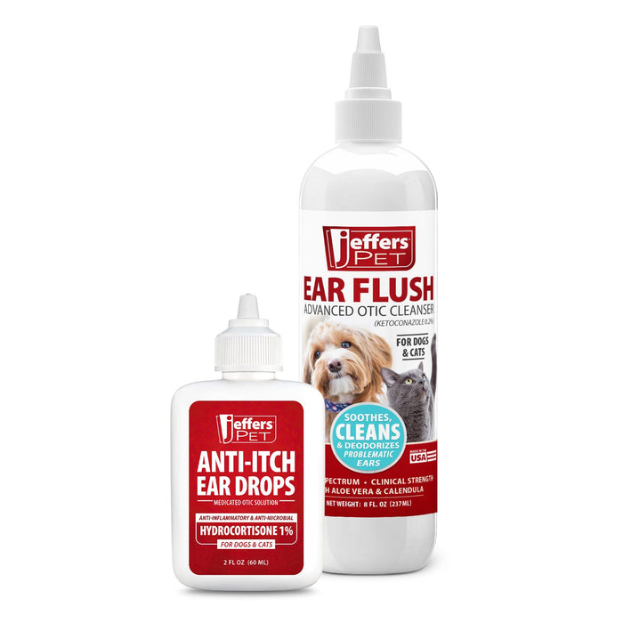 Jeffers Ear Flush and Anti - Itch Ear Drop Bundle for Dogs & Cats - JEF2RG-KIT - 1