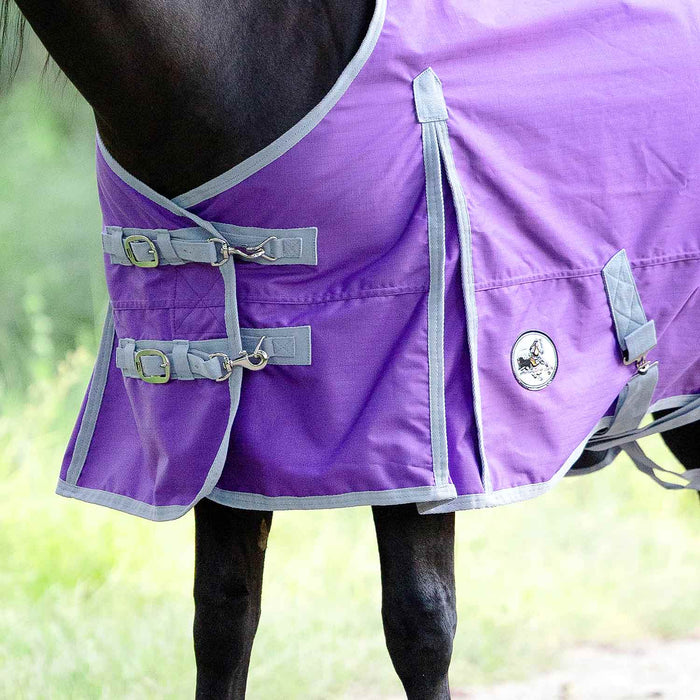 Jeffers Economy 600 Denier Lightweight Standard Neck Horse Turnout Sheet, 0 g Fill - GAGYE - Purple/Grey - 66" - 2