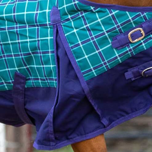 Jeffers Economy 600 Denier Plaid Medium - Weight Standard Neck Horse Turnout Blanket, 240 g - GAGWH - Teal/Purple Plaid - 87 in - 3