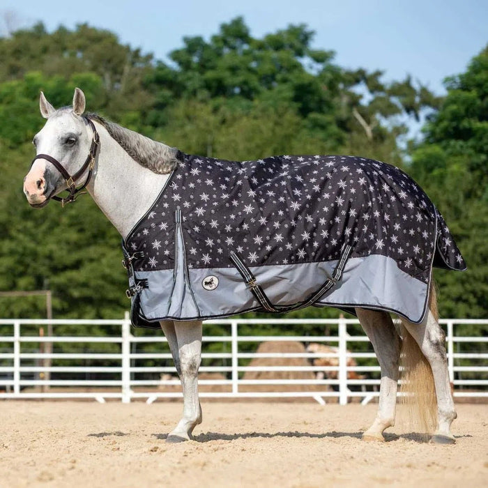 Jeffers Economy 600 Denier Plaid Medium - Weight Standard Neck Horse Turnout Blanket, 240 g - GAGXA - Black/Gray/White - 78 in - 8