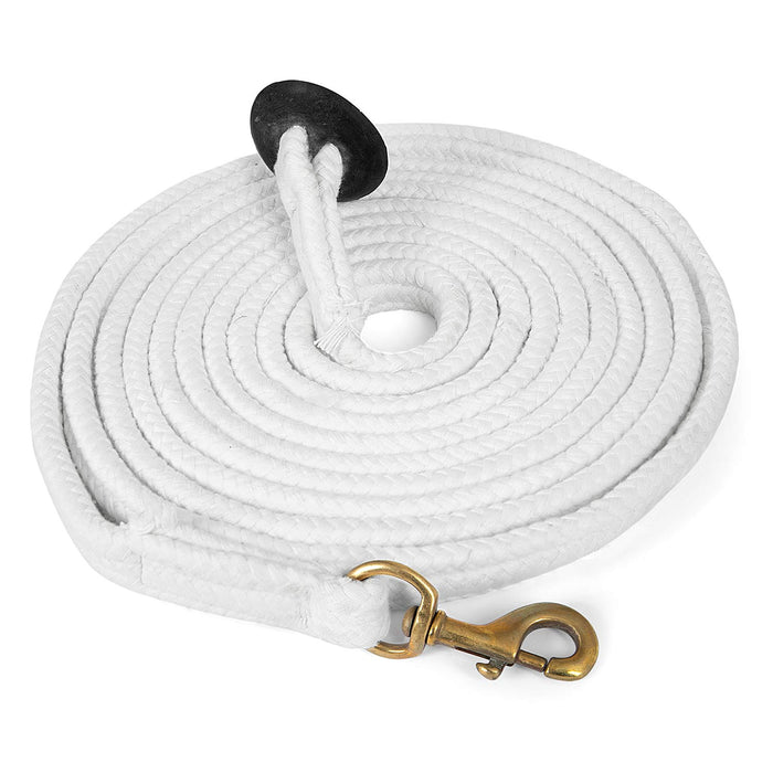 Jeffers Equine Braided Cotton Lunge Line with Rubber Stopper, 25' L - FML1 - White - 4