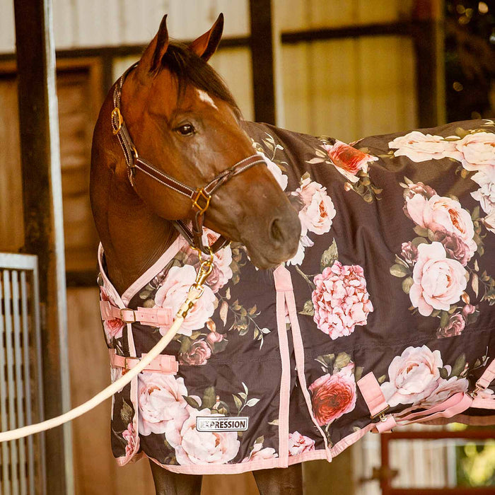 Jeffers Expression 1200 Denier Standard Neck Horse Turnout Sheet, 0 Gram - JEF2ER - Rose Garden - 66" - 23