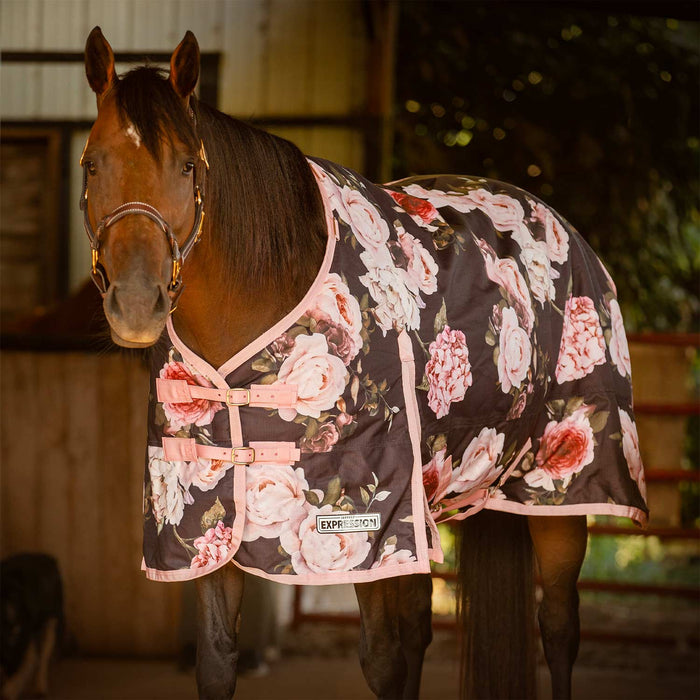 Jeffers Expression 1200 Denier Standard Neck Turnout Blanket, 240 Gram, Rose Garden - Jeffers - Horse Supplies > Horse Blankets & Sheets