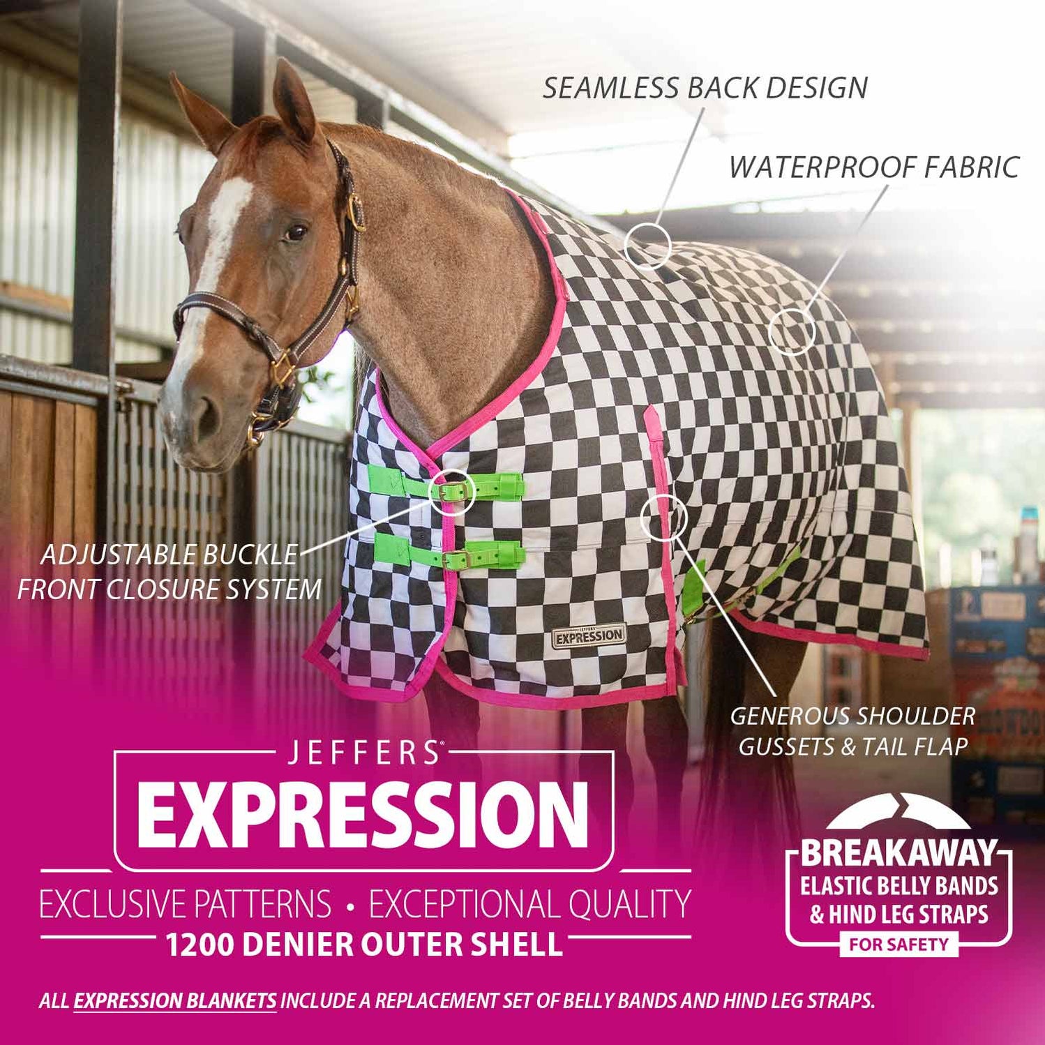 Jeffers Expression 1200 Denier Standard Neck Turnout Horse Blanket, 240
