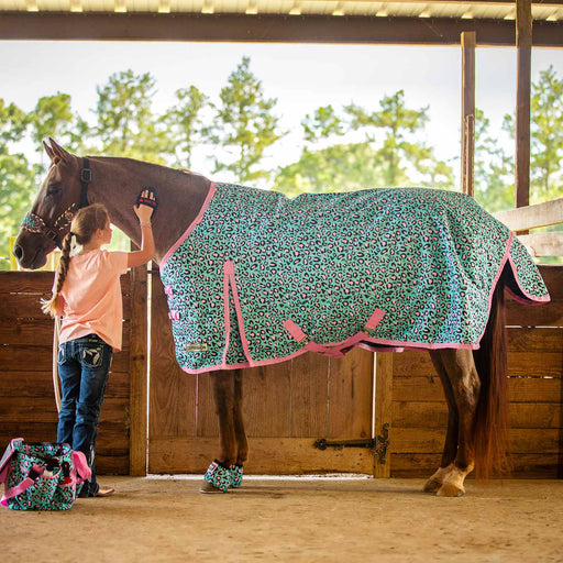 Jeffers Expression 1200 Denier Standard Neck Turnout Sheet, 0 Gram, Party Cheetah - Jeffers - Horse Supplies > Horse Blankets & Sheets