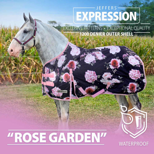 Jeffers Expression 1200D Draft Horse Turnout Blanket, 240 g | Waterproof, Breathable & Safe Design - JEF2UZ - Rose Garden - 87" - 2