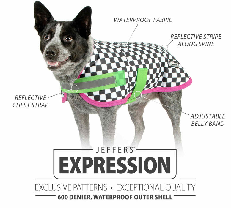 Jeffers Expression 600D Waterproof Ripstop Dog Coat, 240 Gram - JEF2J4 - Skater Pup - 16" - 27