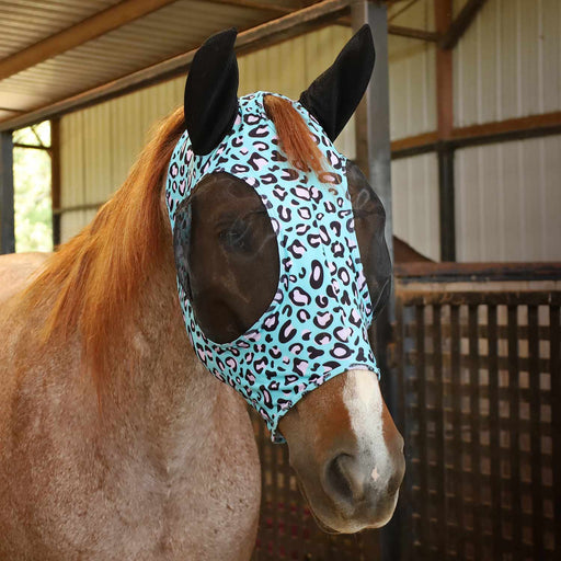 Jeffers Expression Lycra Horse Fly Mask with Ears - JEF2QC - Party Cheetah - Cob - 2