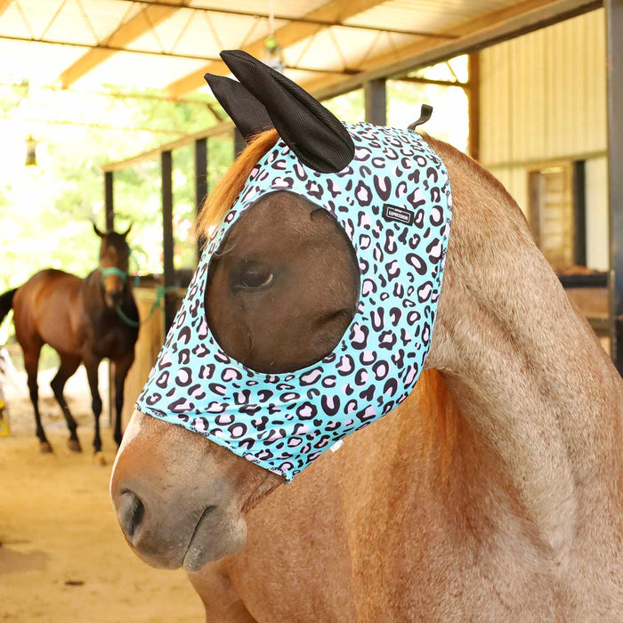 Jeffers Expression Lycra Horse Fly Mask with Ears - JEF2QC - Party Cheetah - Cob - 4