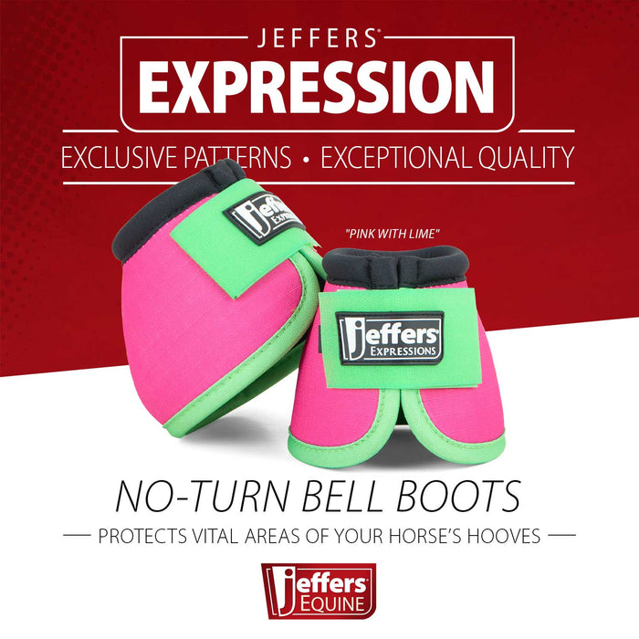 Jeffers Expression Neon No - Turn Bell Boots for Horses - JEF2M4 - Pink/Lime - Medium - 2 ct - 4