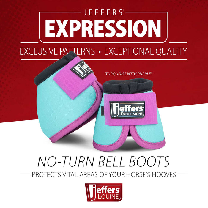 Jeffers Expression Neon No - Turn Bell Boots for Horses - JEF2M6 - Turquoise/Purple - Medium - 2 ct - 11