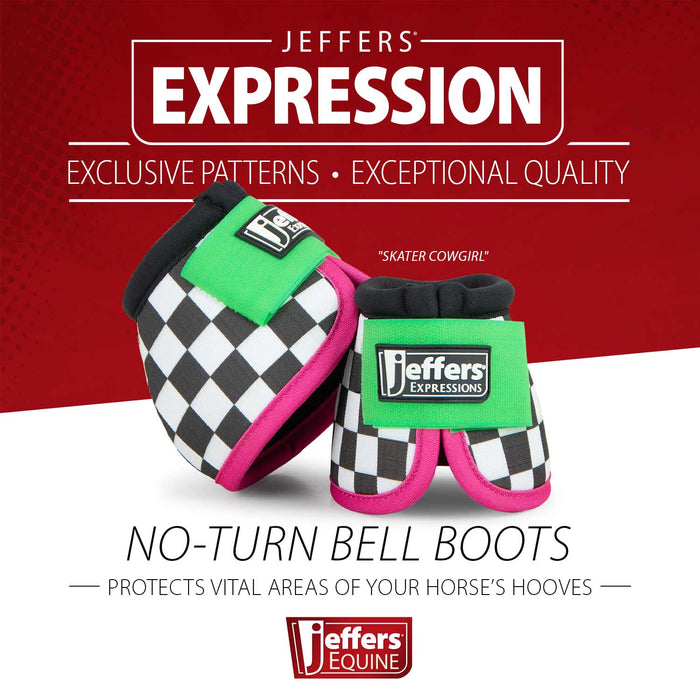 Jeffers Expression No - Turn Bell Boots for Horses, Pair - JEF2LY - Skater Cowgirl - Medium - 2 ct - 11