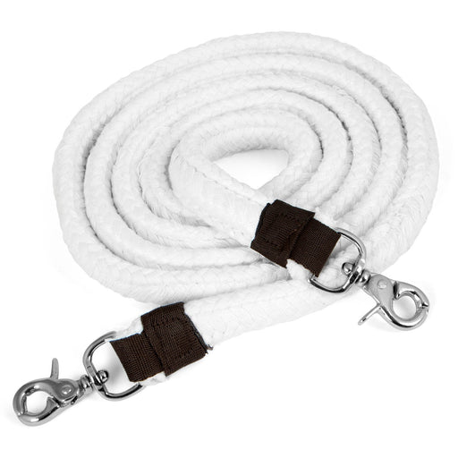Jeffers Flat Braid Cotton Roping Rein, 7' White - FMR1 - White - 1