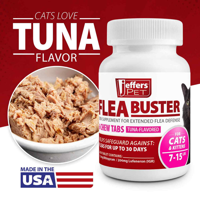 Jeffers Flea Buster Cat Monthly Oral Flea Supplement - JEFZV6 - 7 - 15 lbs - Tuna - 6 tabs - 5