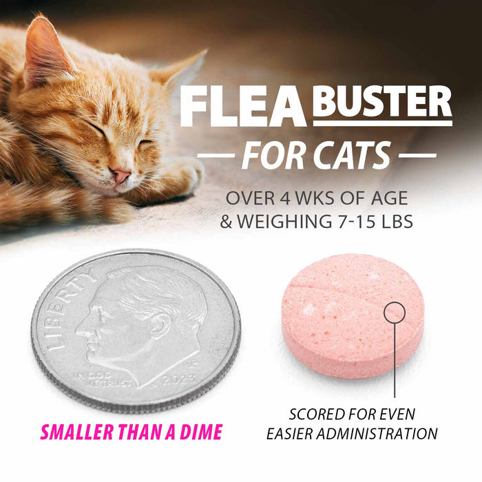 Jeffers Flea Buster Cat Monthly Oral Flea Supplement - JEFZV6 - 7 - 15 lbs - Tuna - 6 tabs - 3