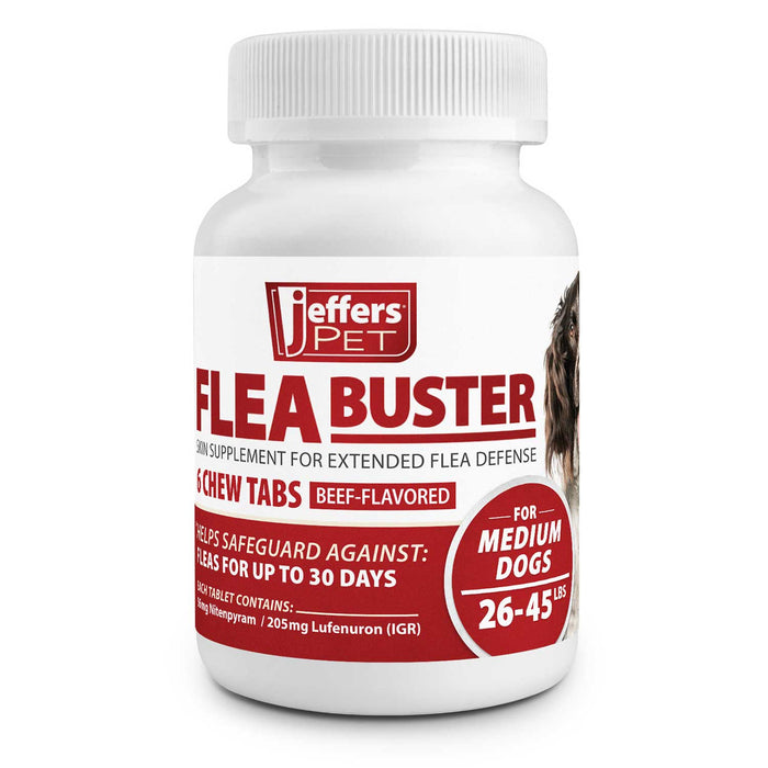 Jeffers Flea Buster Monthly Oral Flea Supplement for Dogs - JEFZV3 - 26 - 45 lbs - Beef - 6 tabs - 10